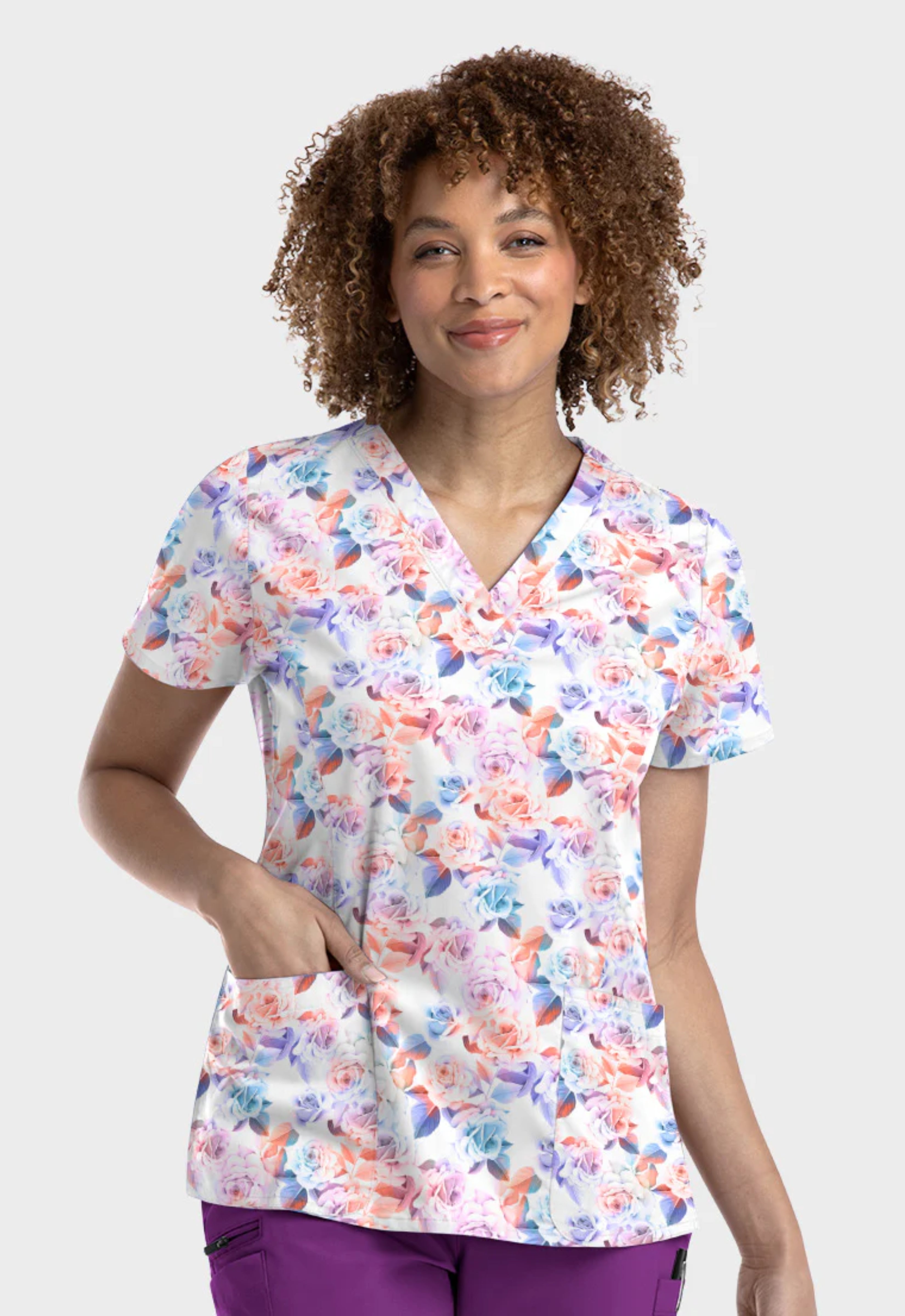 POLERA CLÍNICA ESTAMPADA MUJER 9810 ROSE