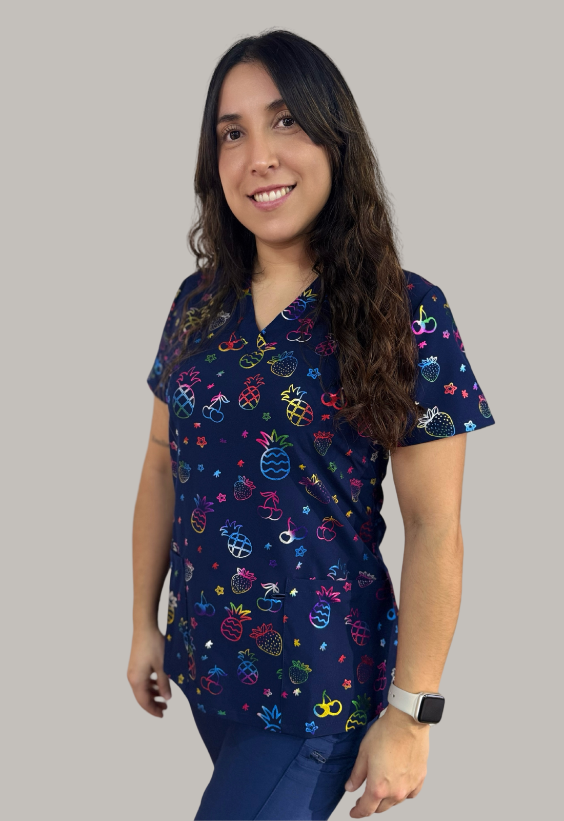 POLERA CLÍNICA ESTAMPADA MUJER GT 1861NV